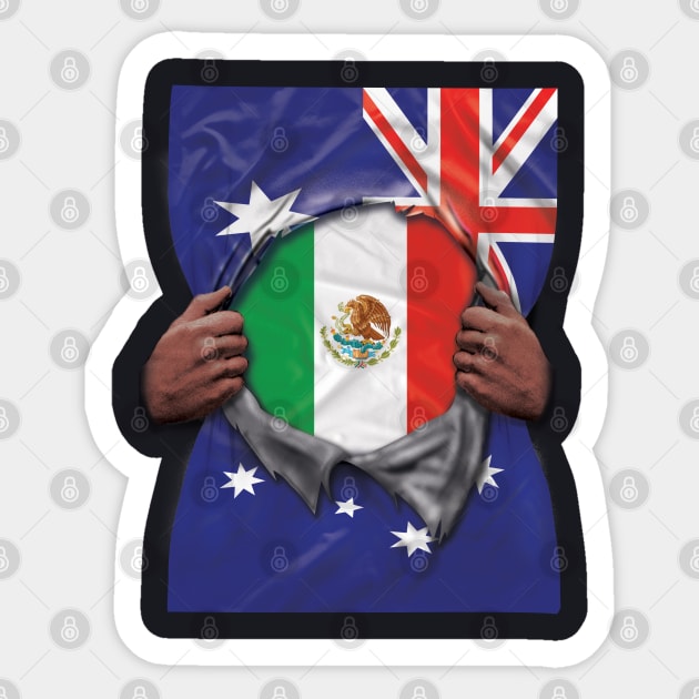 Mexico Flag Australian Flag Ripped - Gift for Mexican From Mexico Sticker by Country Flags